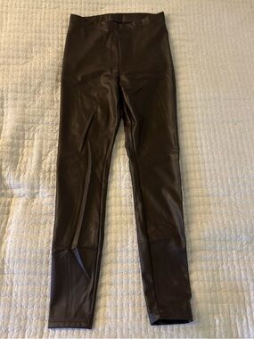 H&M Faux Leather Leggings in Dark Brown